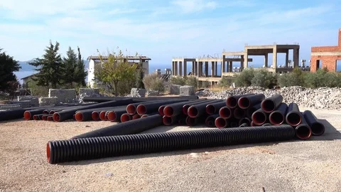 Water pipes ready for run Vídeo Stock 70348184