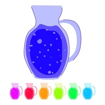 Water pitcher containing refreshing liquid and sparkling bubbles graphic Stock Illustration