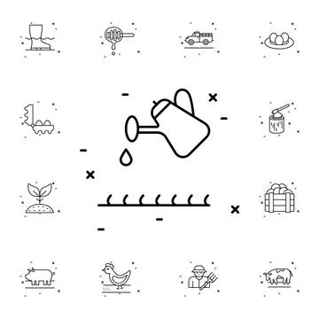 Water, plant flat vector icon in agriculture pack Stock Illustration