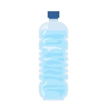 Water in plastic bottle in flat design. Full drink container with cap. Vect.. Stock Illustration