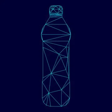 Water plastic bottle low poly triangulation triangulated polygonal electric c Stock Illustration