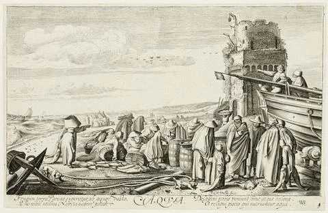 Water, plate three from The Four Elements Made 1622 Holland. Etching and e... 스톡 사진