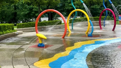 Water playground summer time Stock Footage 156360890