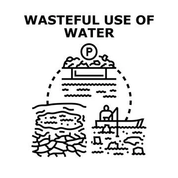 Water pollution and drought creating environmental problems Stock Illustration