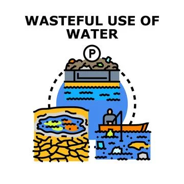 Water pollution and drought creating environmental problems Stock Illustration
