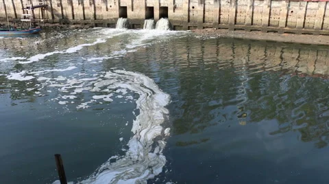 Water pollution in big city Stock Footage 64086247