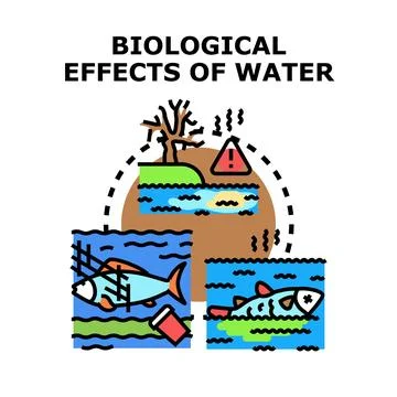 Water pollution causing environmental damage and aquatic life death Stock Illustration