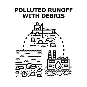 Water pollution causing environmental damage from polluted runoff Stock Illustration