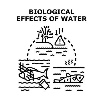 Water pollution causing environmental damage and aquatic life death Stock Illustration