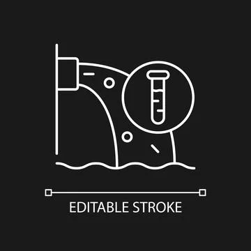 Water pollution control white linear icon for dark theme Illustrazione stock