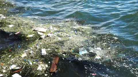 Water pollution with dirt and plastic garbage 7 Stock Footage 117222854