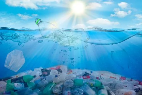 Water pollution environmental. plastic. save ecology concept Stock Photos