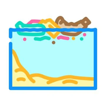 Water pollution with floating trash and plastic waste Stock Illustration