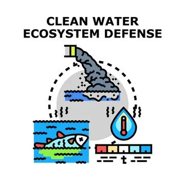 Water pollution impacting aquatic ecosystem health and environment Stock Illustration