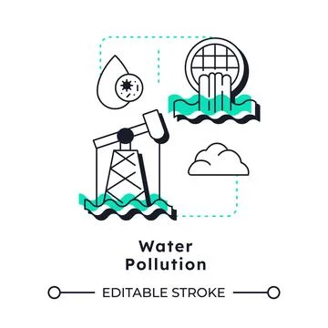Water pollution modern linear concept icon Stock Illustration