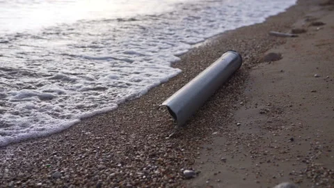 Water pollution plastic pipe at a coast Stock Footage 120781864