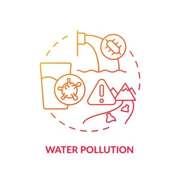 Water pollution red gradient concept icon Illustrazione stock