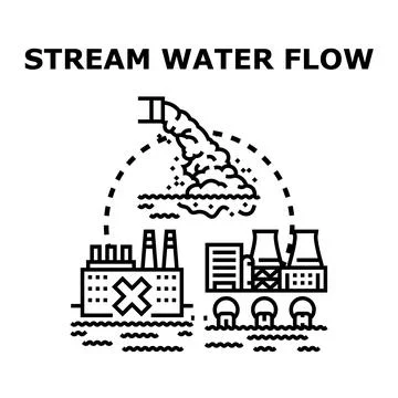 Water pollution stream flow industry environment problem Stock Illustration