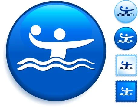Water Polo Icon on Internet Button Stock Illustration