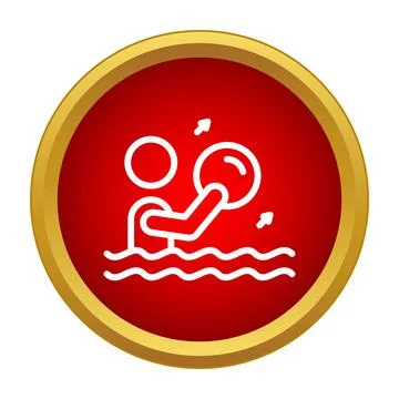 Water polo player hitting ball line icon Stock Illustration