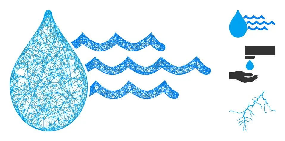 Water Polygonal Web Vector Mesh Illustration Stock Illustration