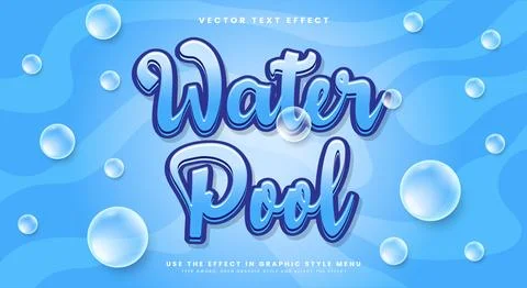 Water Pool 3d editable text effect Stock Illustration