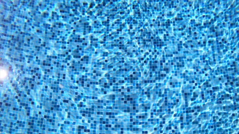 Water pool background. Blue pure water in swimming pool. Mosaic tile in pool Stock Footage 141297631