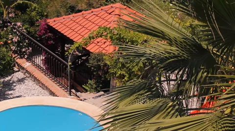 The water in the pool on the background of the house Stock Footage 43673917