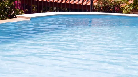 The water in the pool on the background of the house Stock Footage 43674340