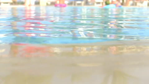 The water in the pool is blue. Selective focus. Stock Footage 153267434