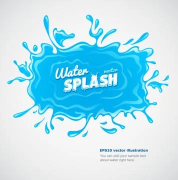 Water pool with blue splashes and falling drops Stock Illustration