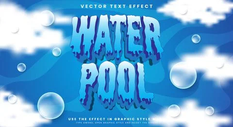 Water Pool editable text effect Template Stock Illustration