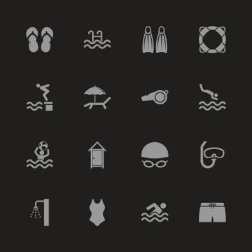 Water Pool - Flat Vector Icons Stock Illustration