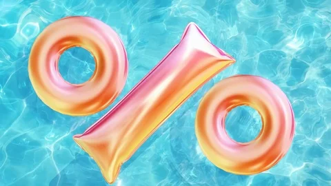 Water pool Floating rubber ring, sale shape in the water pool or ocean Stock Footage 79916691