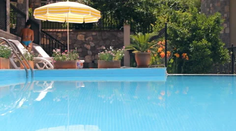 The water in the pool, sunbathing place Stock Footage 41761686