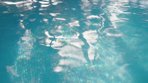 Water in the pool, sunlight is reflected, small waves, Shot from a tripod 4k Stock Footage 277421677