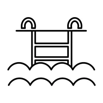 Water pool vector line icon, sign, illustration on background, editable strok Stock Illustration