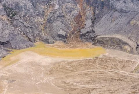 Water pooled inside volcano caldera  Stock Photos