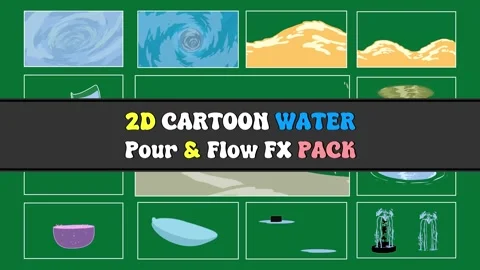 Water Pour and Flow FX Pack | Liquid Stream Splash 2D Animation Elements Stock Footage 333254106