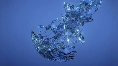 Water pouring into sphere (cg slow motion water with alpha matte, full hd) Stock Footage