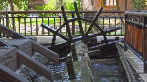 Water-powered trip hammer Stock Footage 345410767