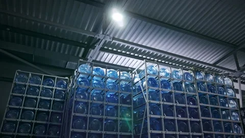 Water production line storage base Stock Footage 151077408