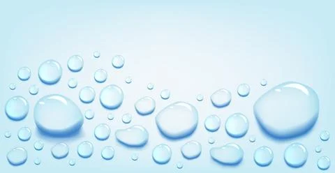 Water puddle drops set. Top view liquid splashes set, wet environment. Water Stock Illustration