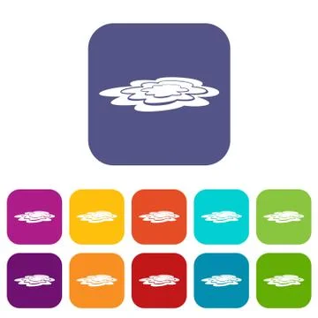 Water puddle icons set flat Stock Illustration