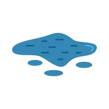 Water puddle reflecting light blue sky with small puddles around Stock Illustration