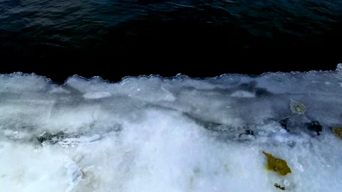 The water pulsates under the ice Stock Footage 169975821