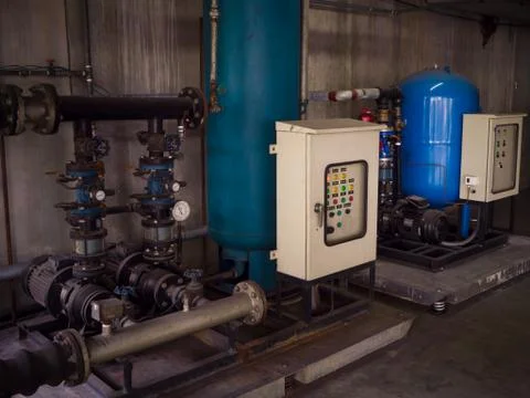 Water pump booster system panel for piping 写真素材