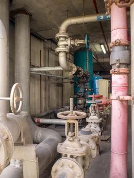 Water pump booster system panel for piping Stock Photos
