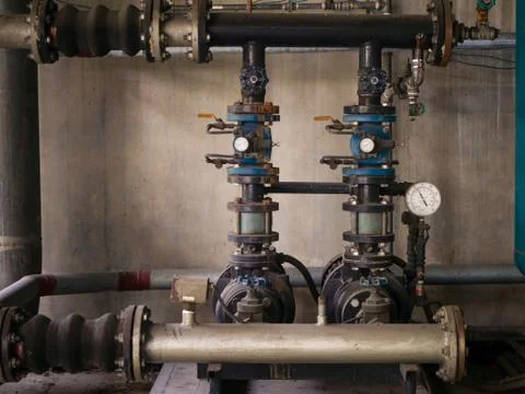Water pump booster system panel for piping Foto stock