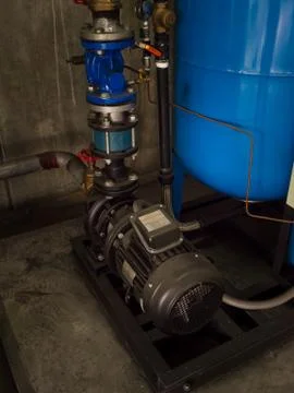 Water pump booster system panel for piping Stock Photos